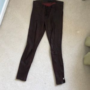 J Brand Leather 5-Pocket Skinnies